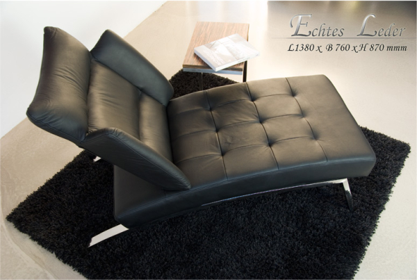 Chaiselongue Daybed Recamiere leather black